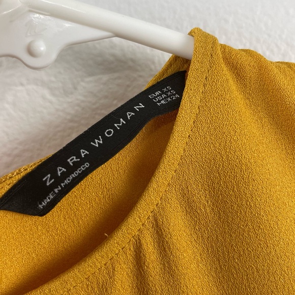 Zara Mustard Ruffle Dress Long Sleeve Size X-Small - Picture 3 of 3